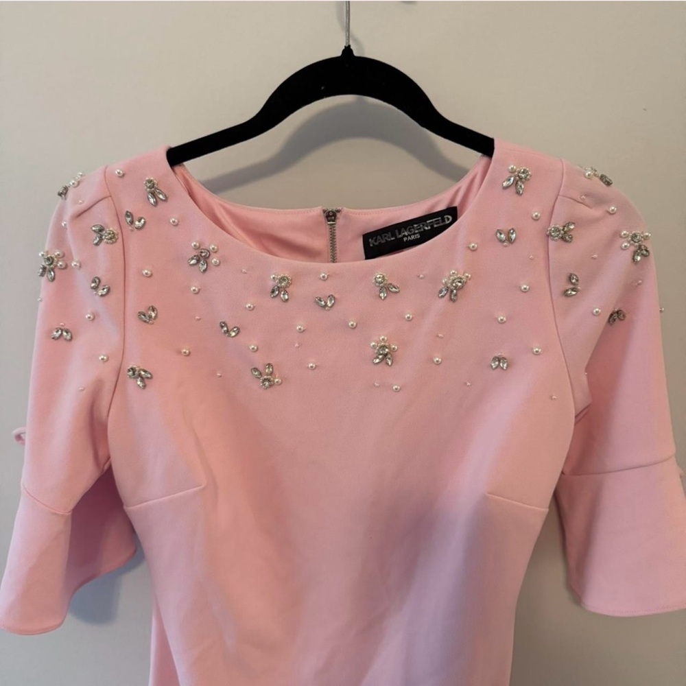 Karl Lagerfeld Pink Long Sleeve Dress - Picture 3 of 6